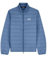 EA7 - Jassen ,Blauw ,Packable Down Jacket With Front Zip - Lyst