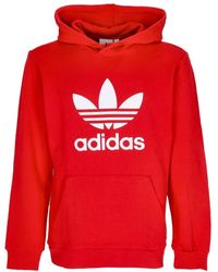 adidas - Hoodies & Sweatvesten ,Rood ,Katoen Trefoil Lichtgewicht Hoodie - Lyst