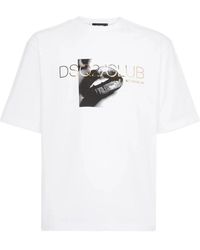 DSquared² - Tops ,Wit ,Wit Logo Print Crew Neck T-Shirt - Lyst