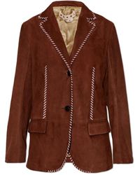 Marni - Jassen ,Bruin ,Leer Leren Blazer - Lyst