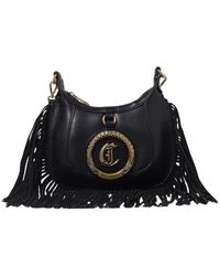 Just Cavalli - Schwarze Leder Fransen Clutch Tasche - Lyst