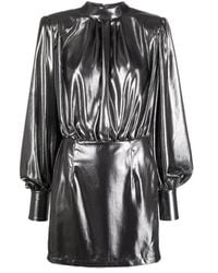 Blanca Vita - Gelamineerde Mini Jurk Met Pofmouwen - Lyst