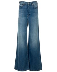 Mother - Denim claro ditcher roller sneak jeans - Lyst