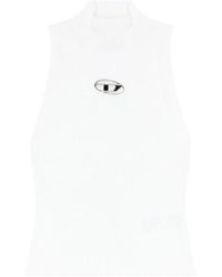 DIESEL - Geribbelde Tanktop Met Mock Neck - Lyst
