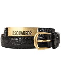 DSquared² - Schwarzer gürtel mit krokodil-effekt aus leder - Lyst