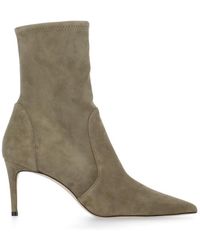 Stuart Weitzman - Graue Wildleder Leder Pfeil Zehen Stiefel - Lyst