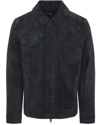 Yves Salomon - Jassen ,Blauw ,Leer A7206 Nightfall Jacket - Lyst