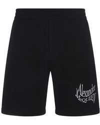Alexander McQueen - Schwarze loopback fleece shorts verzerrtes logo - Lyst