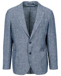 AT.P.CO - Jassen ,Blauw ,Leer Alan Blazer - Lyst