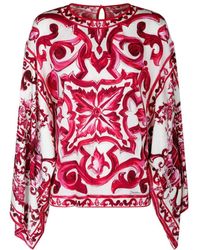Dolce & Gabbana - Seidenbluse mit majolika-print - Lyst