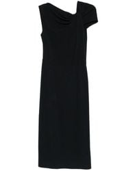 Givenchy - Zwarte Gedrapeerde Midi Jurk - Lyst