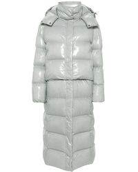 Patrizia Pepe - Jassen ,Grijs ,Nylon Glanzende Lange Nylon Pufferjas - Lyst