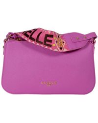 Gaelle Paris - Mini schultertasche mit metall-logo und jacquard-träger in magenta - Lyst