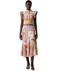 Never Fully Dressed - Flared Satin Midi Jurk - Lyst