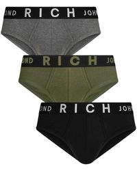 John Richmond - Ondergoed ,Veelkleurig ,Katoen Tripack Low-Rise Katoenen Ribonderbroeken - Lyst