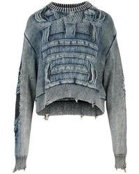 DIESEL - Katoenen Trui Met Versleten Details - Lyst