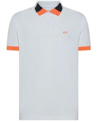 Sun 68 - Tops ,Wit ,Katoen Witte Polo Logo Fluo T-Shirts En Polo's - Lyst