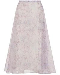 Alberta Ferretti - Printed Organza Midi Skirt - Lyst