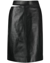 Fendi - Leren Midi Kokerrok Met Taille-Uitsparing - Lyst
