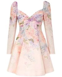 Zimmermann - Kleedjes ,Veelkleurig ,Mini-Jurk Met Pofmouwen - Lyst