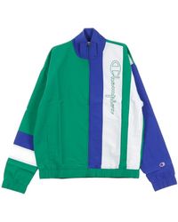 Champion - Windjack Voor Met Volledige Ritssluiting Groen/Blauw/Wit - Lyst
