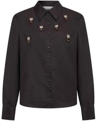 Silvian Heach - Overhemden ,Bruin ,Katoen Blouse Met Sieraden Details - Lyst
