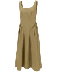 Marella - Kleedjes ,Groen ,Katoen Slim-Fit Poplin Jurk - Lyst