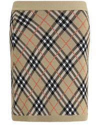 Burberry - Rokken ,Wol Geruite Minirok Met Elastische Taille - Lyst