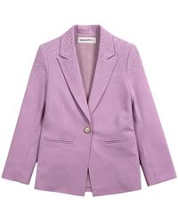 Patrizia Pepe - Jassen ,Paars ,Leer Blazer Met Strasapplicatie - Lyst