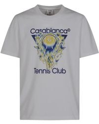 CASABLANCA - Tops ,Wit ,Katoen Tennis Club Icon Classic T-Shirt - Lyst