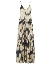 Roberto Collina - Bedrucktes Maxikleid V-Ausschnitt - Lyst