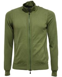 Alpha Studio - Grüner Baumwoll-Full-Zip-Pullover - Lyst