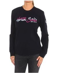North Sails - Hoodies & Sweatvesten ,Blauw ,Katoen Geribbelde Ronde Hals Sweater - Lyst