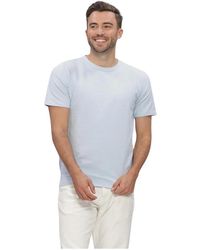 SELECTED - Tops ,Blauw ,Katoen Slhsander Seersucker Ss O-Neck Tee - Lyst