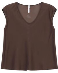 Imperial - Overhemden ,Bruin ,Polyester Mouwloze Top Met V-Hals - Lyst