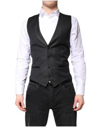 Dolce & Gabbana - Kostuums ,Zwart ,Wol Zwart Wol Formeel Vest Jurk Vest - Lyst