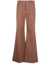 Chloé - Broeken ,Bruin ,Katoen Flared Broek Met Hoge Taille - Lyst