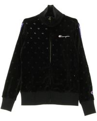 Champion - Veste De Survetement Pour Femme, Sweat-Shirt Entierement Zippe Noir - Lyst