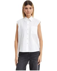 Helmut Lang - Overhemden ,Wit ,Katoen Sleeveless Apex Tail Shirt - Lyst