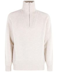 Fay - Truien & Vesten ,Wit ,Wol Lupetto Zip Maglia Rasata - Lyst