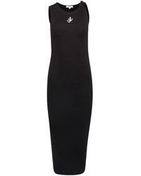 JW Anderson - Schwarzes ärmelloses kleid mit besticktem logo - Lyst