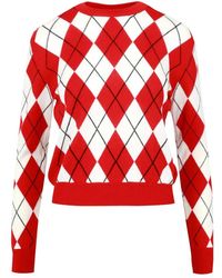 MSGM - Jersey De Lana Con Patrón De Diamantes, Mujer, Talla - Lyst