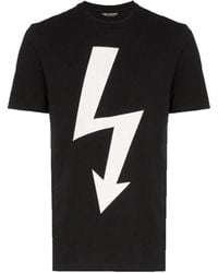 Neil Barrett - Schwarzes slim fit t-shirt mit aufgedrucktem logo - Lyst