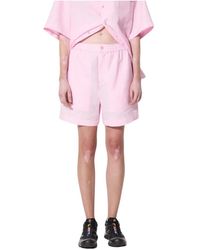 PANGAIA - Korte Broeken ,Roze ,Linnen Dna Linnen Shorts Middellang - Lyst
