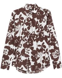 Brian Dales - Camicia C/Stmp Fiori Marrone - Lyst