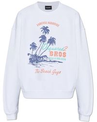DSquared² - Hoodies & Sweatvesten ,Wit ,Katoen Sweatshirt Met Kleurrijke Print - Lyst