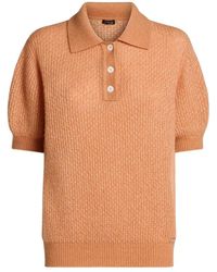 Kiton - Truien & Vesten ,Oranje ,Kasjmier Polo Shirt Van Kasjmier En Zijde Met Korte Mouwen - Lyst