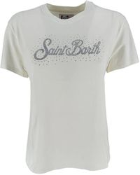 Mc2 Saint Barth - Weiße t-shirts und polos mit saint barth aufdruck - Lyst