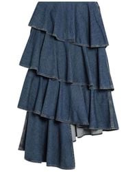 Alaïa - Denim Skirt With Ruffles - Lyst