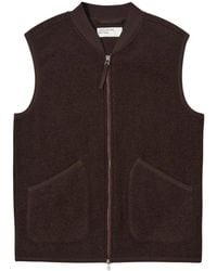 Universal Works - Jassen ,Bruin ,Wol Wollen Fleece Ritsvest - Lyst